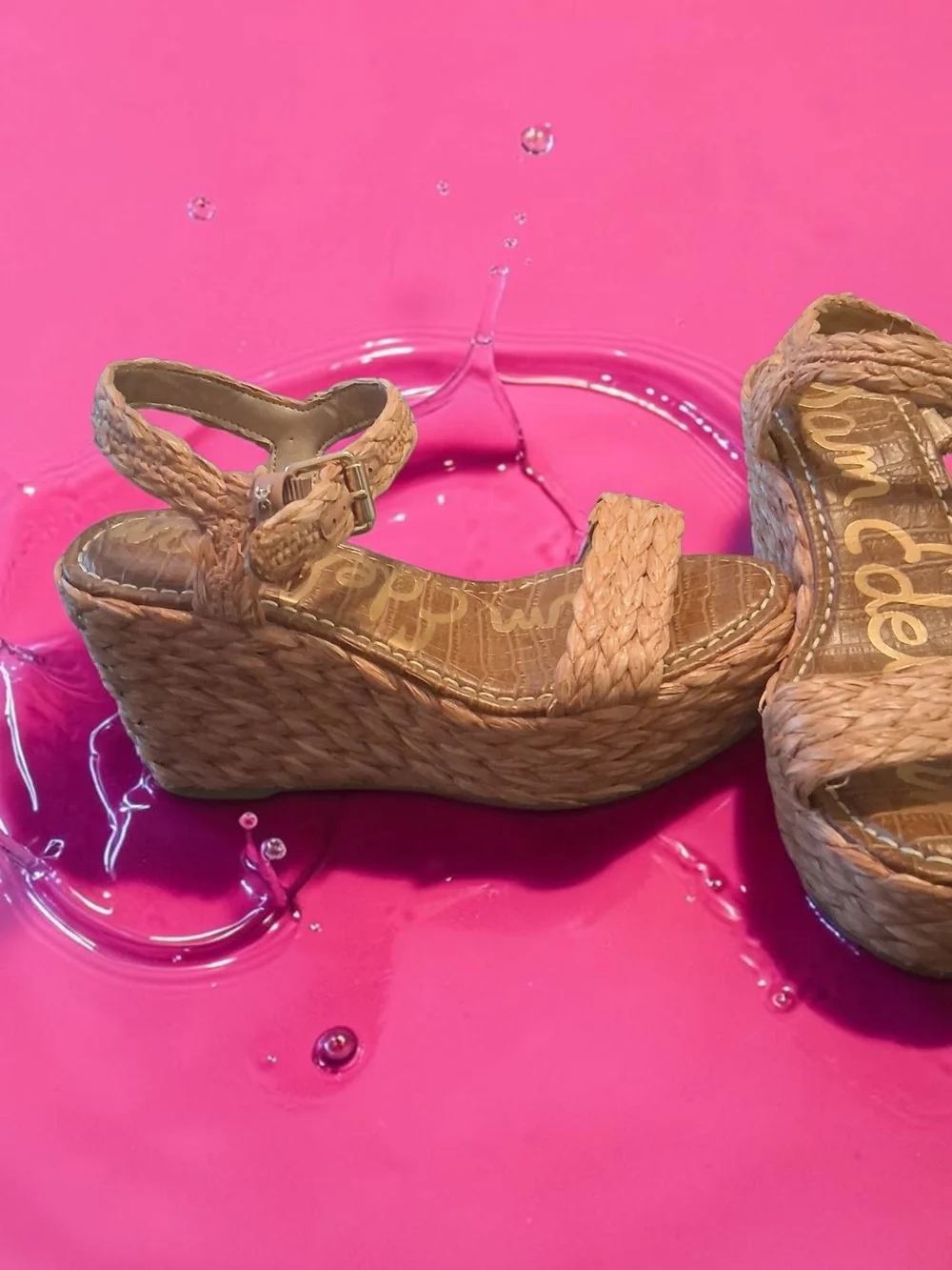 Sam Edelman wedge sandals braided raffia upper & platform Women's Shoes Size 7